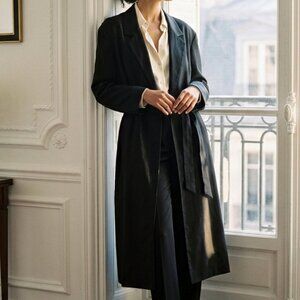 Vintage Touch Faux Suede Patterned Black Women's Coat Size XL